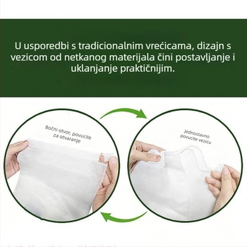 Vrećica za voće protiv insekata od netkanog materijala, vodootporna, prozračna, prozirna, s vezicom