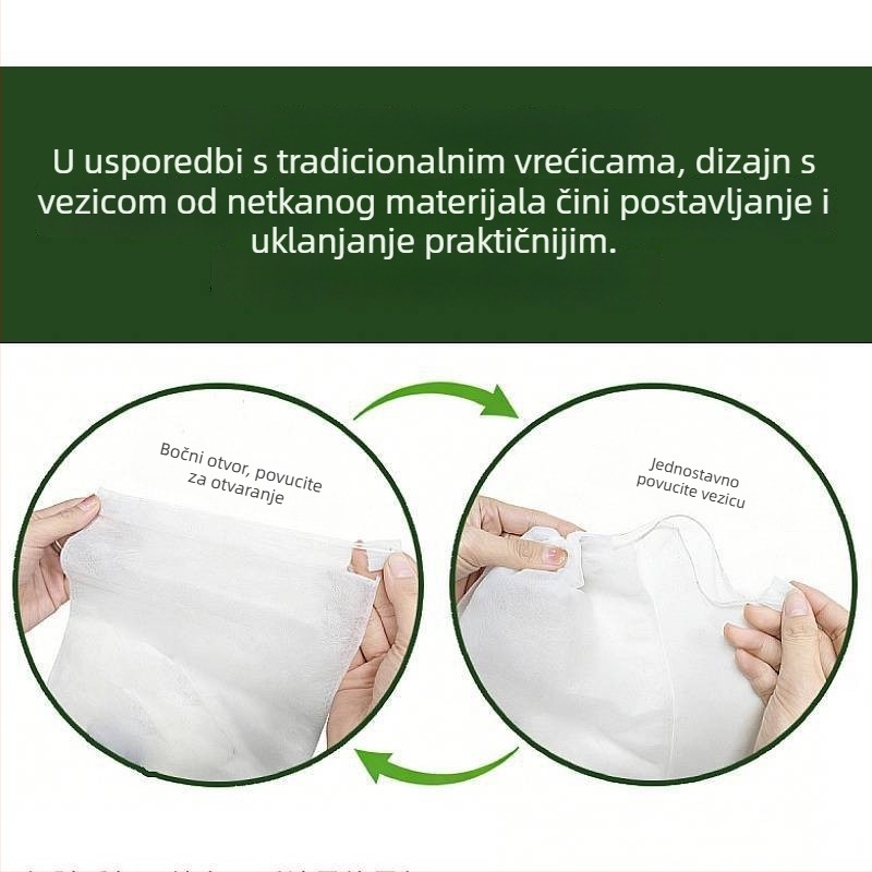 Vrećica za voće protiv insekata od netkanog materijala, vodootporna, prozračna, prozirna, s vezicom