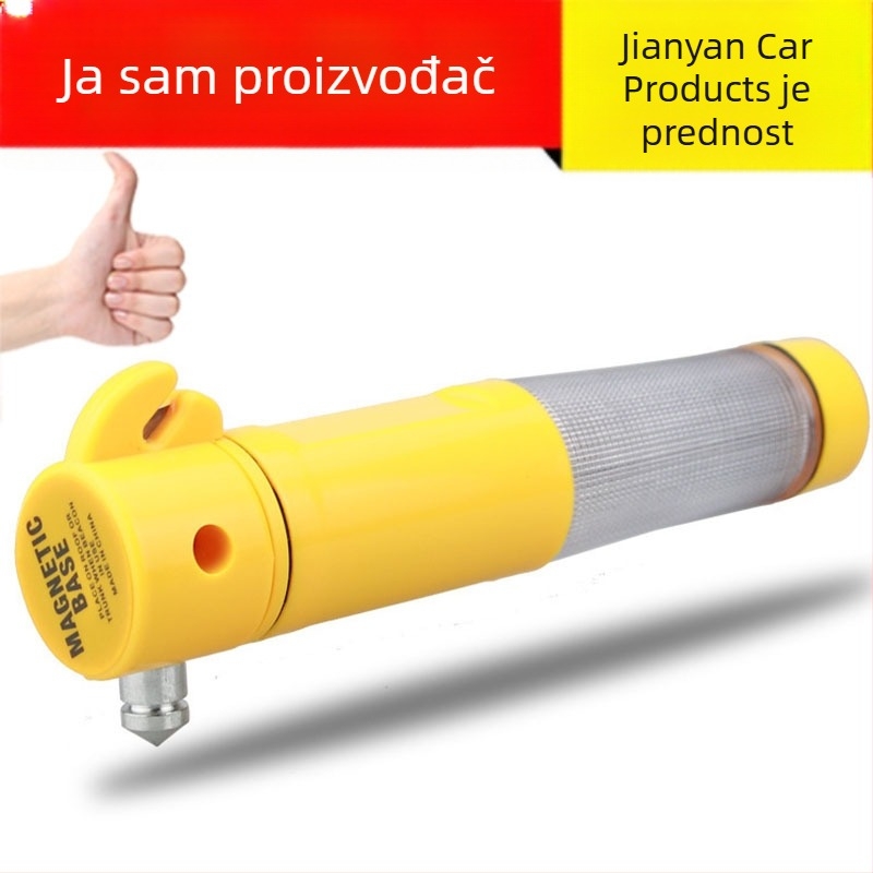 Četiri u jednom automobilskom sigurnosnom čekiću: razbijanje stakla, svjetiljka za spašavanje