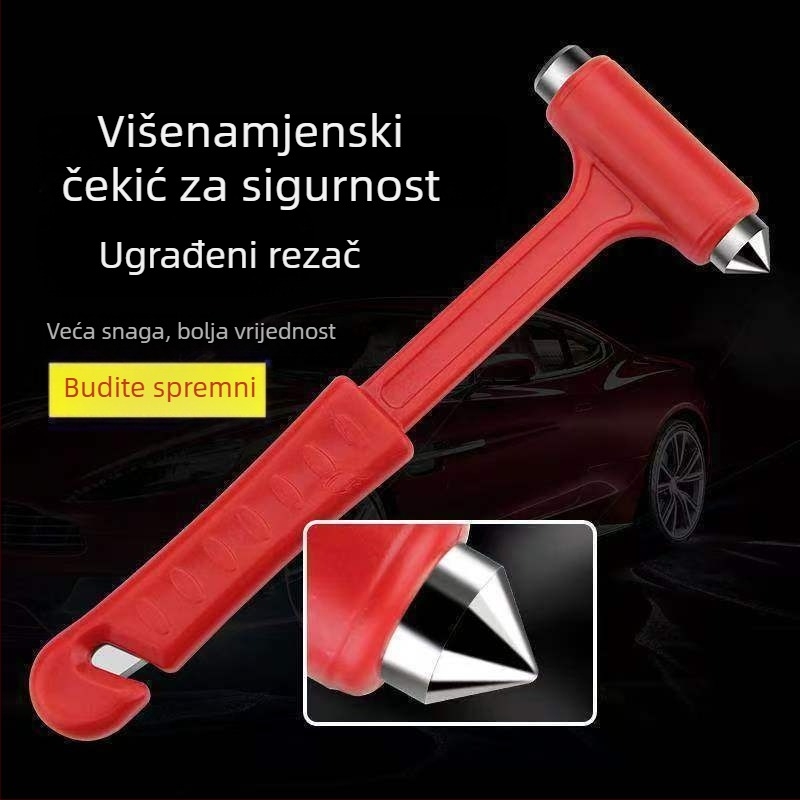 Auto sigurnosni čekić s razbijačem prozora i alatom za bijeg