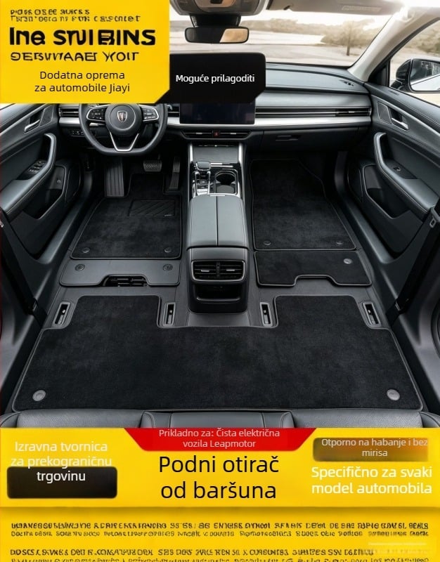 Haobai velur automobilske podne prostirke, otporne na prljavštinu i vodootporne, debljina 7 mm