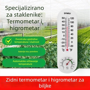 Unutarnji termometar i higrometar za komercijalne staklenike, može se postaviti ili objesiti, bez baterija, mjerač vlage zraka