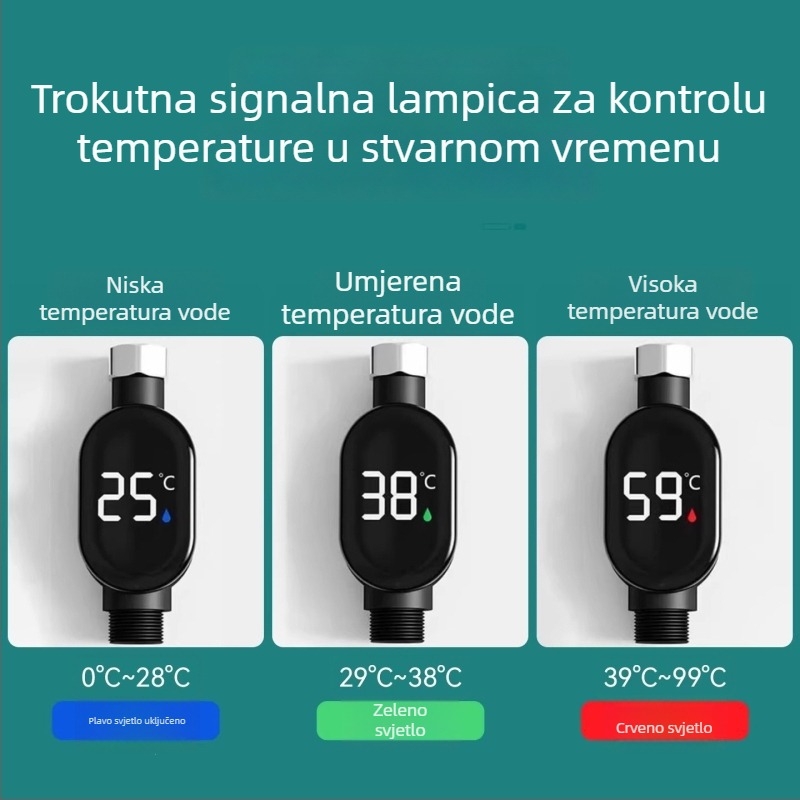 Kućni termometar za vodu tuša sa LED zaslonom, upravljanje temperaturom za kupanje beba i djece, univerzalni slavinski termometar