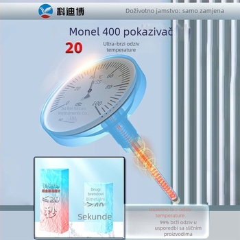 Industrijski bimetalni umetni termometar za kotlovske cijevi, sonda od nehrđajućeg čelika