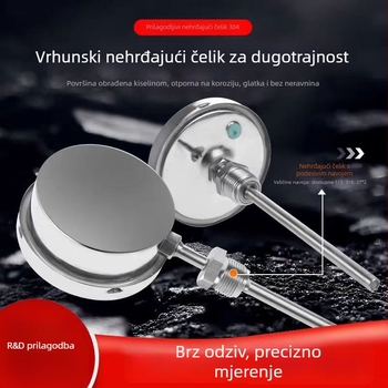 WSSN-411 Nehrđajući čelik, otporan na udarce i koroziju, visokotemperaturni termometar s pokazivačem, bimetalni termometar za kotlove