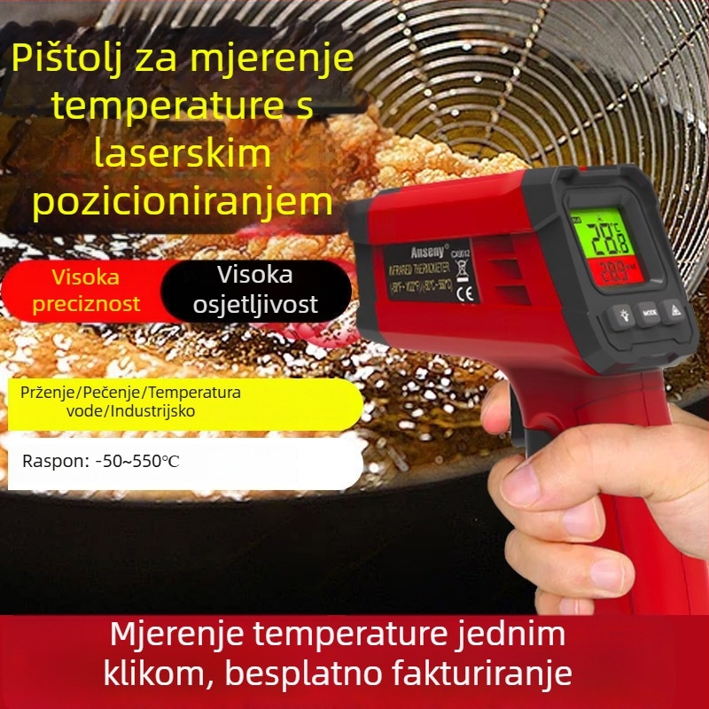 Bezkontaktni infracrveni termometar za kuhinju, mjerenje temperature vode i ulja, visoka preciznost