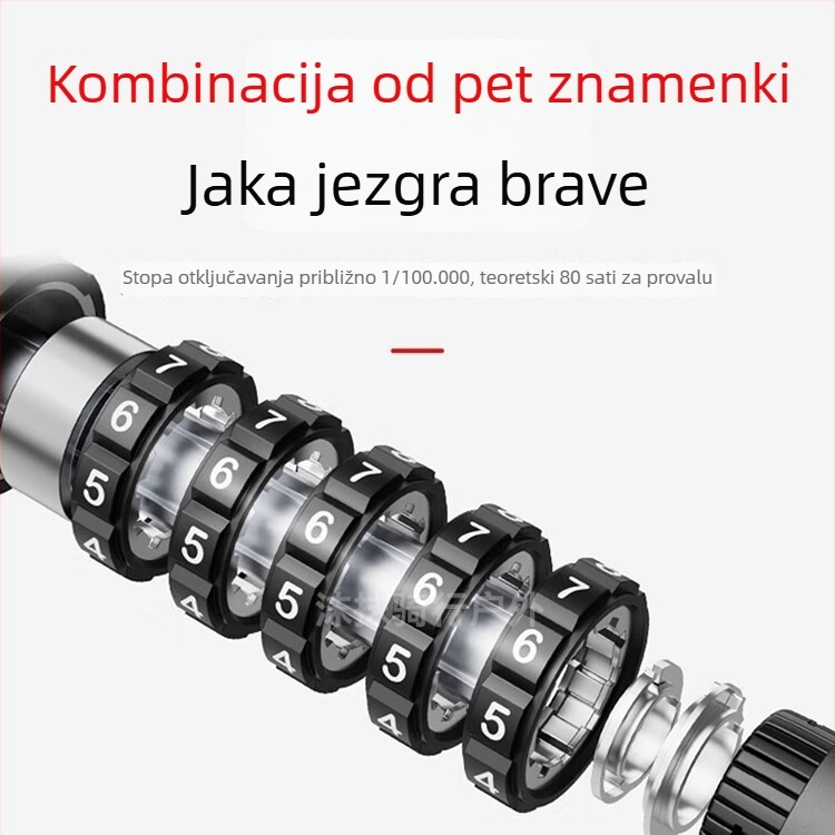 Prilagođeni kožni remen s zaključavanjem na lozinku i debelim čeličnim kabelom za bicikl, električno vozilo i motocikl