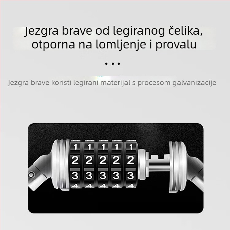 Prilagođeni kožni remen s zaključavanjem na lozinku i debelim čeličnim kabelom za bicikl, električno vozilo i motocikl