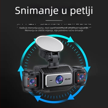 4-kamera HD kamera za vozila s noćnim vidom, prednje i stražnje snimanje, Wi-Fi povezanost s pametnim telefonom, 1080P