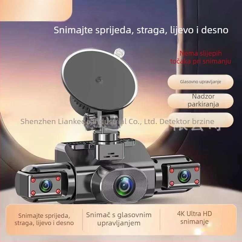 Ultra HD dash kamera za automobil s 360° panoramskim pogledom, četiri leće i glasovna kontrola