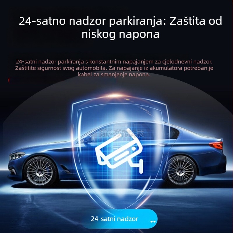 Dash cam s tri leće: prednja, unutarnja i stražnja, 1080p, 2,0-inčni ekran, 140° kut gledanja, kružno snimanje, parkiranje, detekcija pokreta, montaža na vjetrobransko staklo