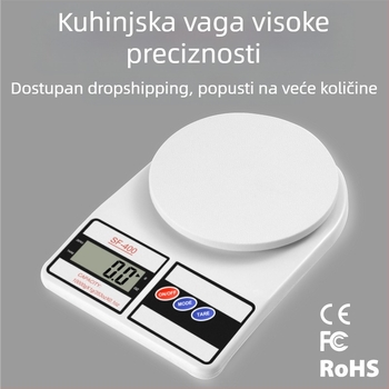 Visoko precizna kuhinjska elektronička vaga za kućno pečenje, kompaktna vaga za mjerenje 1–10 kg s LCD zaslonom