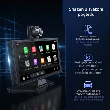 10,26-inčni prijenosni auto zaslon s navigacijom, DVR, stražnja kamera, bežični Bluetooth CarPlay