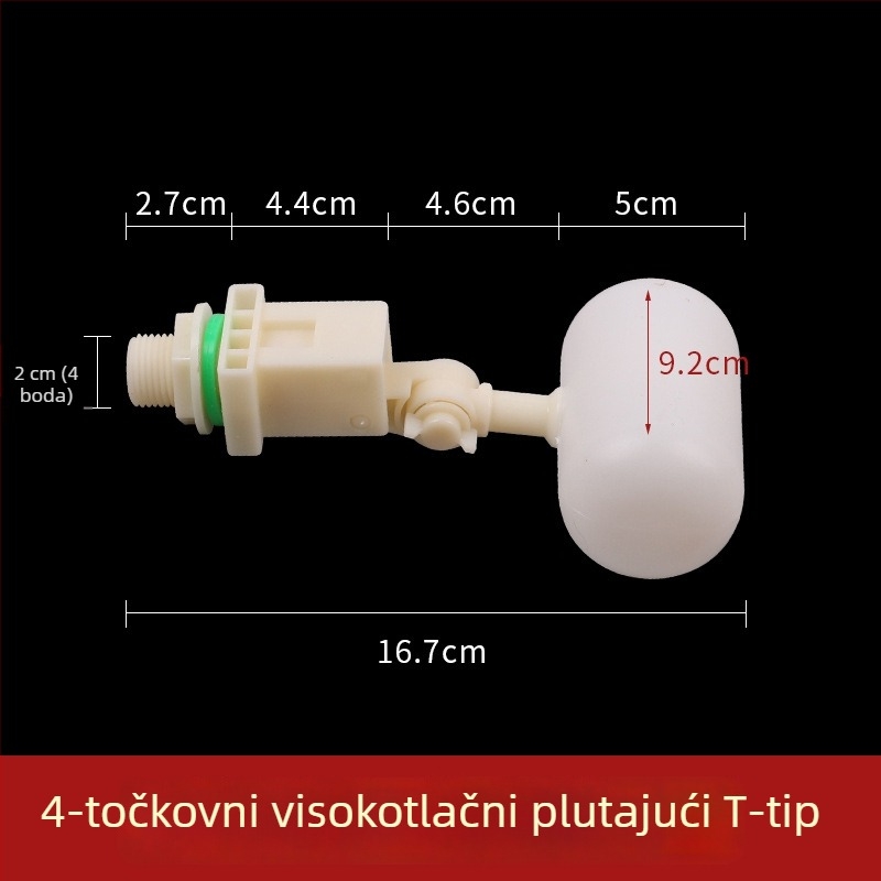 Pribor za vodeni spremnik s 1/2 in priključkom, plovni prekidač za automatsko napajanje vodom i posuda za doziranje