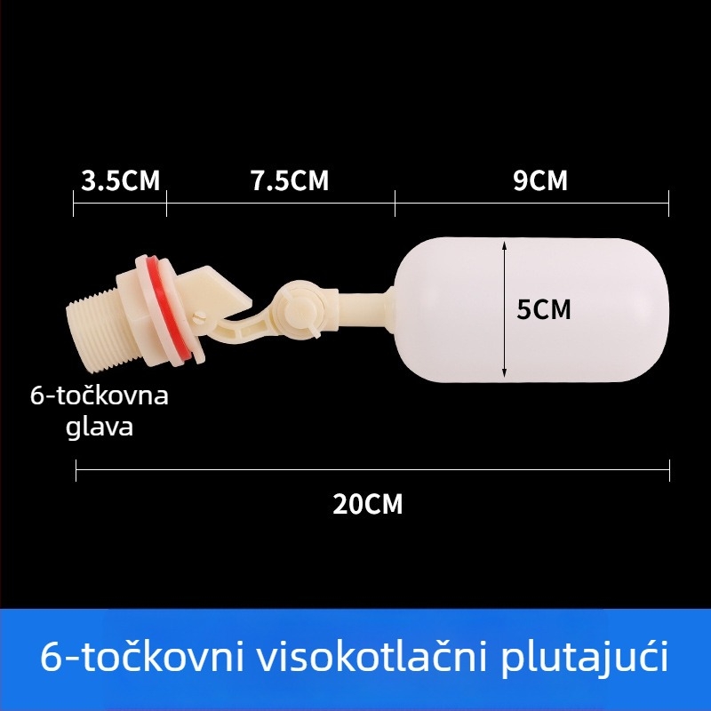 Pribor za vodeni spremnik s 1/2 in priključkom, plovni prekidač za automatsko napajanje vodom i posuda za doziranje