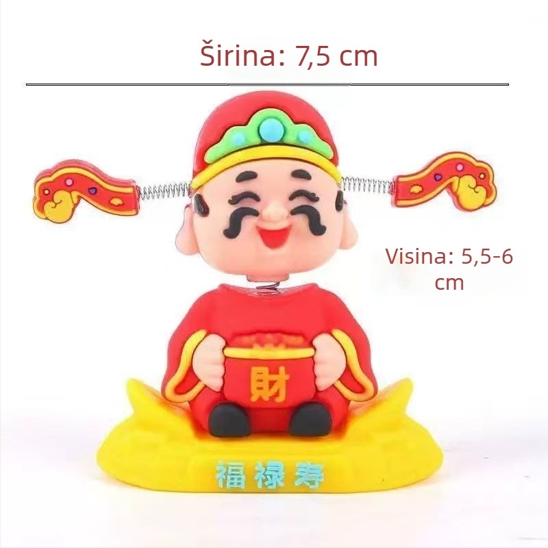 Keramička figura Boga bogatstva za auto i stol, karikatura stil, figura prosperiteta