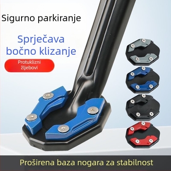 Osnova za bočnu potporu motocikla s proširenom bočnom potporom i protukliznom jastučiću za pedale električnog vozila – dodatak za bazu podrške
