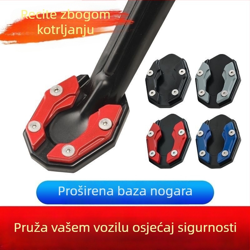 Osnova za bočnu potporu motocikla s proširenom bočnom potporom i protukliznom jastučiću za pedale električnog vozila – dodatak za bazu podrške