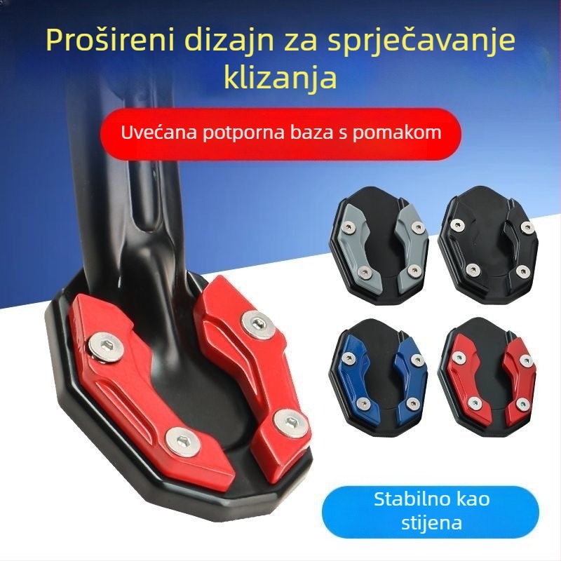 Osnova za bočnu potporu motocikla s proširenom bočnom potporom i protukliznom jastučiću za pedale električnog vozila – dodatak za bazu podrške