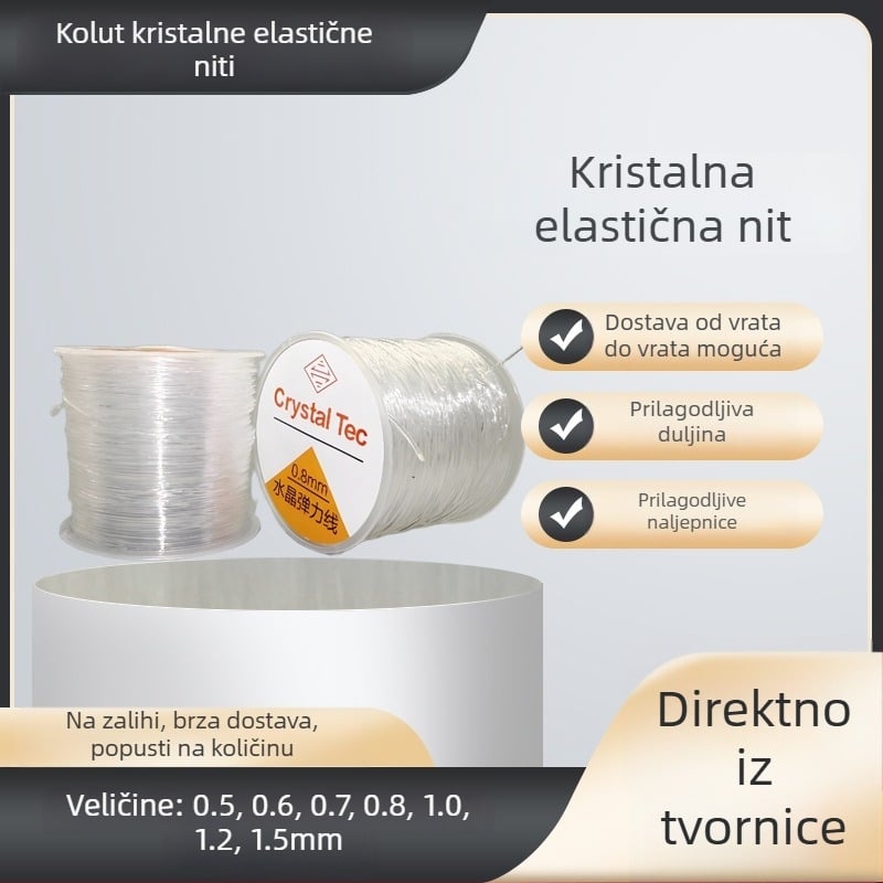 TPU elastična nit za izradu nakita – kristalni perli za narukvice i ogrlice, ručno pleteni konac za nakit, DIY