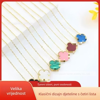 Dvostruko ogrlica s četverolisnom djetelinom 15 mm, 41–50 cm, zlatni ton