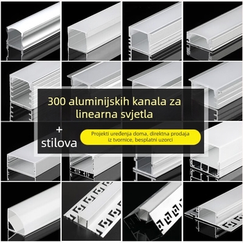 LED linearno svjetlo s aluminijskim kanalom i PC poklopcem – površinska montaža i ugrađeni kanal, U‑oblik kanal za LED traku