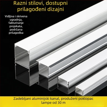 LED linearno svjetlo s aluminijskim kanalom i PC poklopcem – površinska montaža i ugrađeni kanal, U‑oblik kanal za LED traku