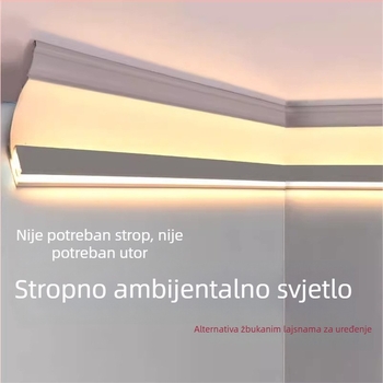 Površinski montirana gipsana linija rasvjete za kut dnevnog boravka, dvostrano dekorativna rubna traka uz zid