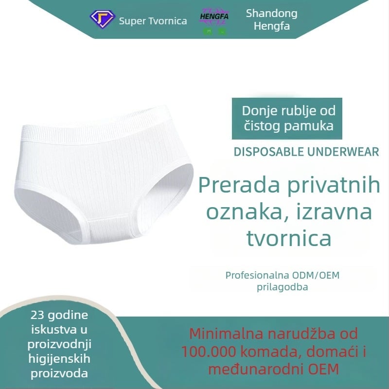 Jednokratne ženske gaćice za razdoblje poslije poroda, 100% pamuk, sterilne, bez pranja, 5A antibakterijske, dnevne jednokratne šorcice, OEM privatna etiketa