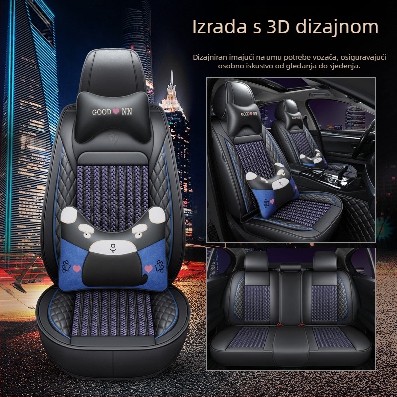 Set navlaka za sjedala automobila od pune kože za sve sezone, višedijelni set
