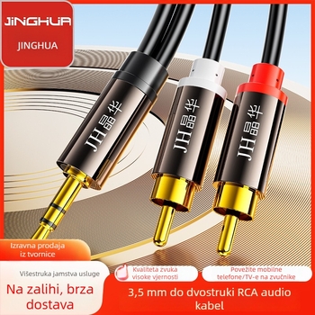 Jinghua audio kabel 3,5 mm na dvostruku RCA za povezivanje računala i mobitela sa zvučnicima
