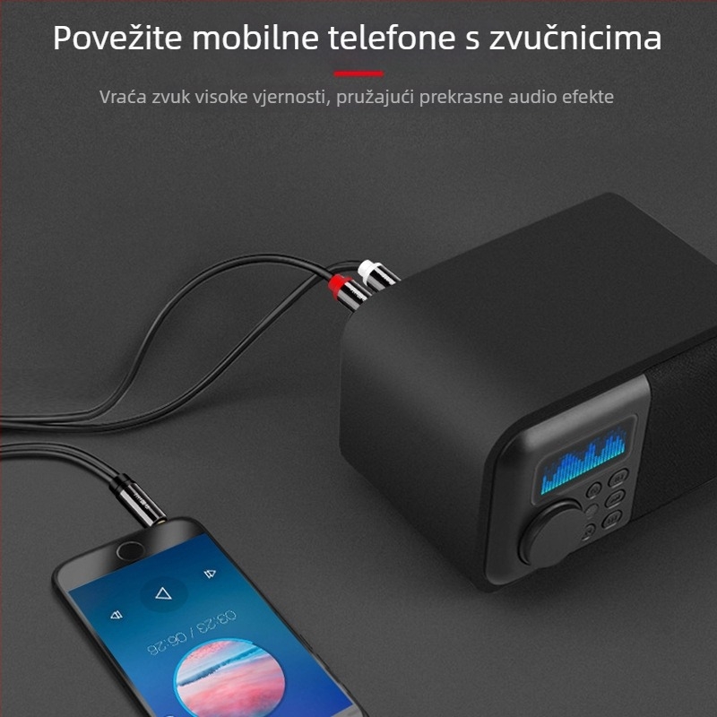 Jinghua audio kabel 3,5 mm na dvostruku RCA za povezivanje računala i mobitela sa zvučnicima