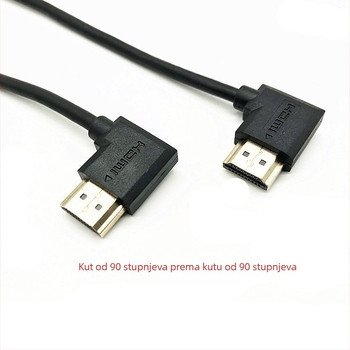 HDMI kabel s 90° zavojem, pravokutnim kutem konektora za PC i monitor, kompaktan kratki kabel