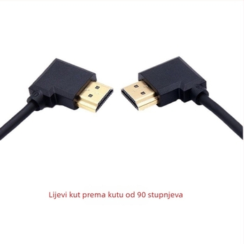 HDMI kabel s 90° zavojem, pravokutnim kutem konektora za PC i monitor, kompaktan kratki kabel