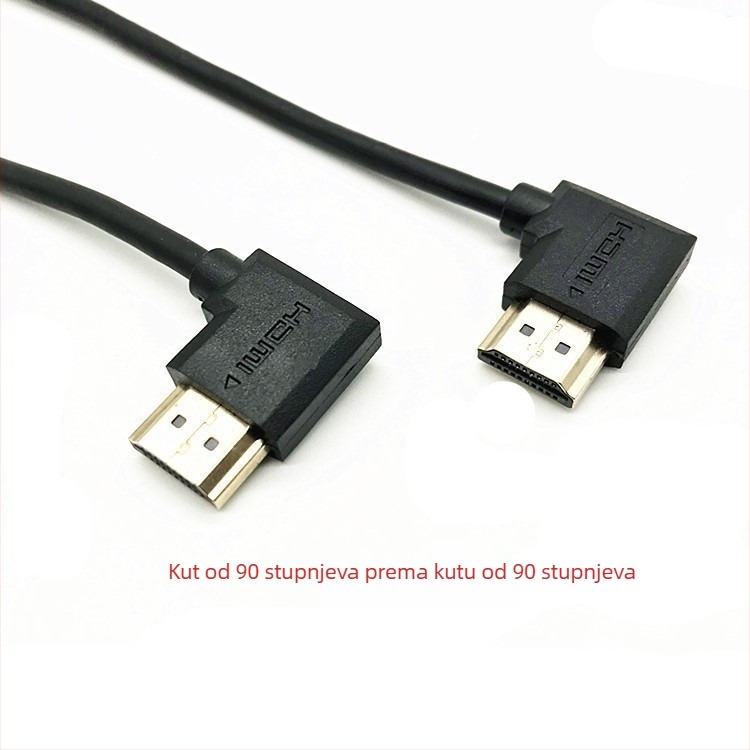 HDMI kabel s 90° zavojem, pravokutnim kutem konektora za PC i monitor, kompaktan kratki kabel