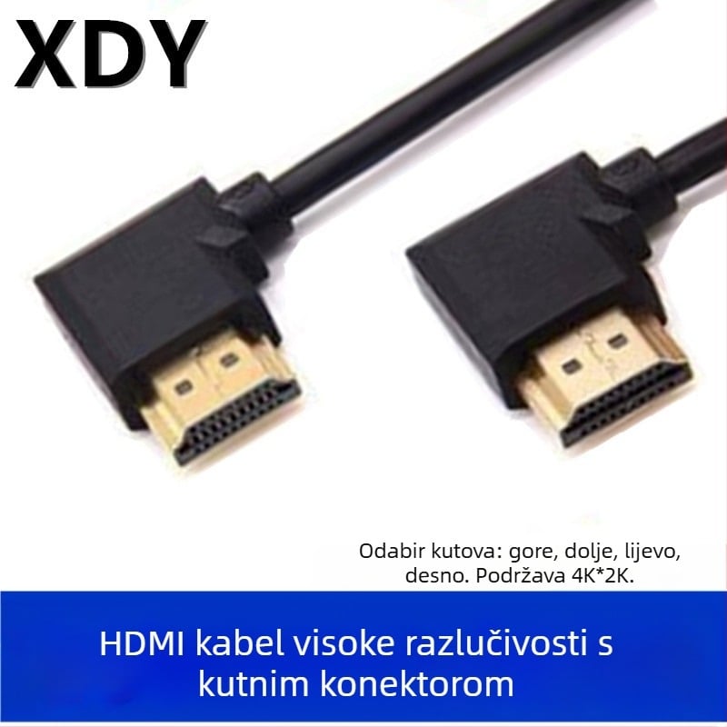 HDMI kabel s 90° zavojem, pravokutnim kutem konektora za PC i monitor, kompaktan kratki kabel