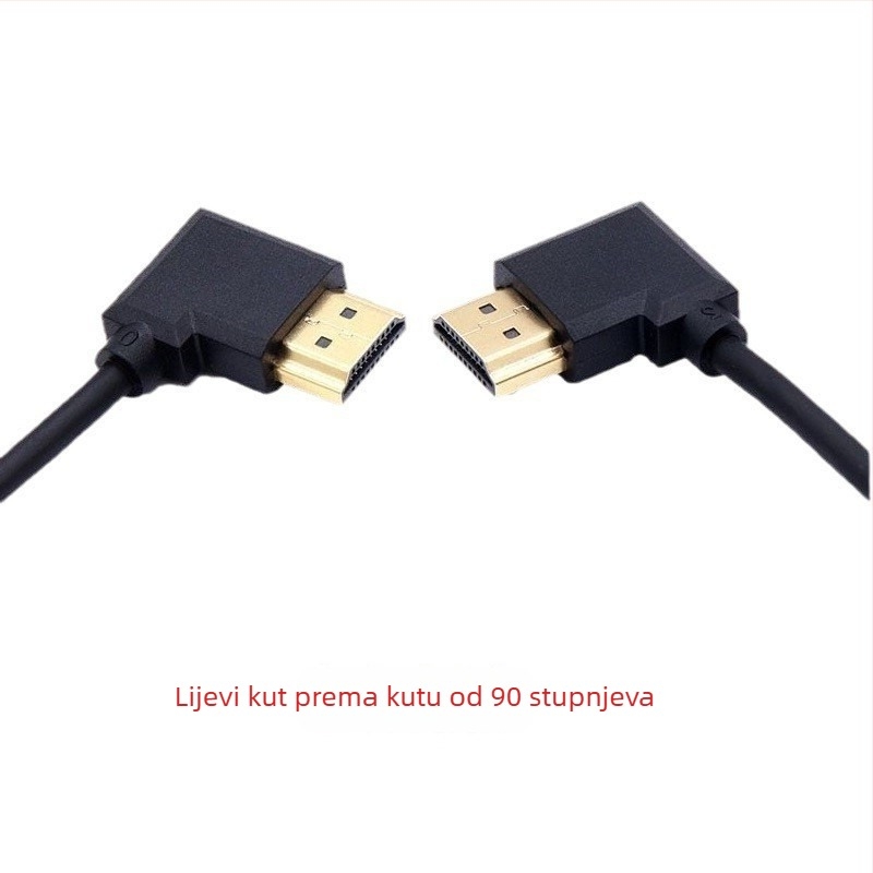 HDMI kabel s 90° zavojem, pravokutnim kutem konektora za PC i monitor, kompaktan kratki kabel