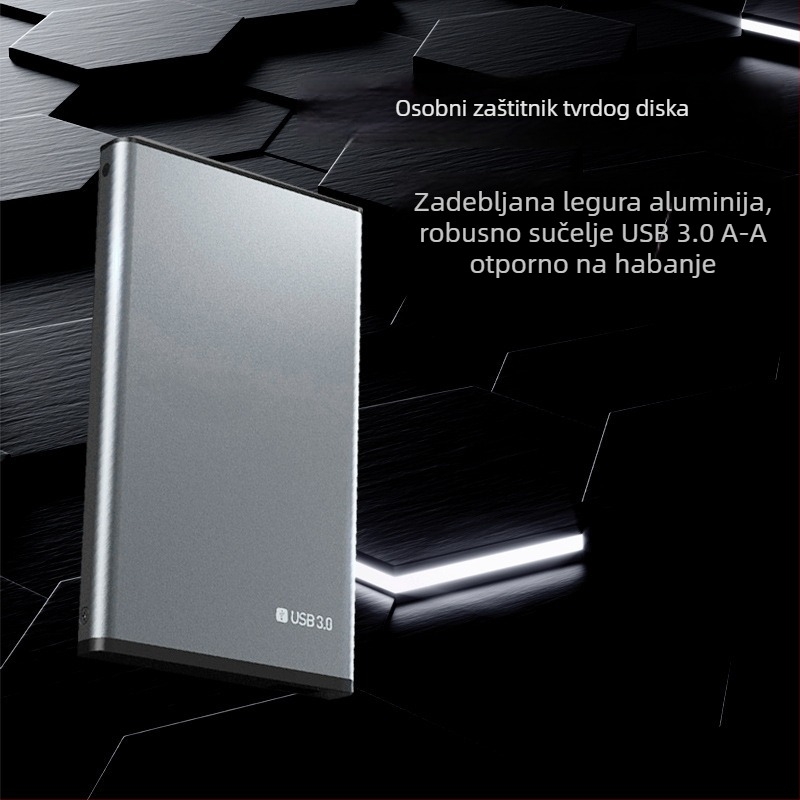 Vanjsko kućište za tvrdi disk od 2,5 inča USB 3.0, aluminijska legura, SATA SSD/HDD, prijenosno, sivo