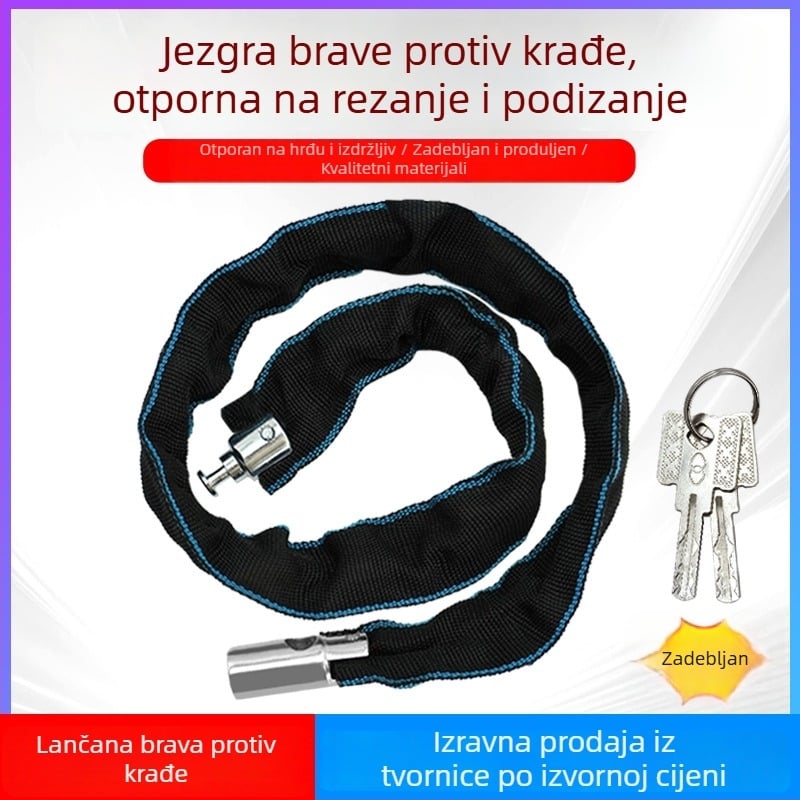 Lančana zaključavka za bicikl s bakrenim jezgrom, prenosiva zaštita od krađe