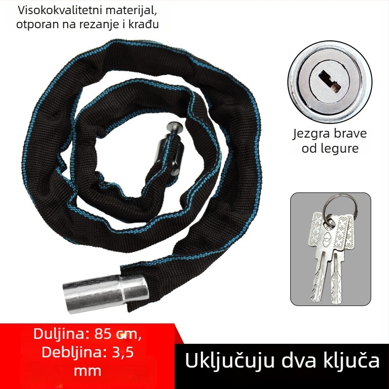 Lančana zaključavka za bicikl s bakrenim jezgrom, prenosiva zaštita od krađe