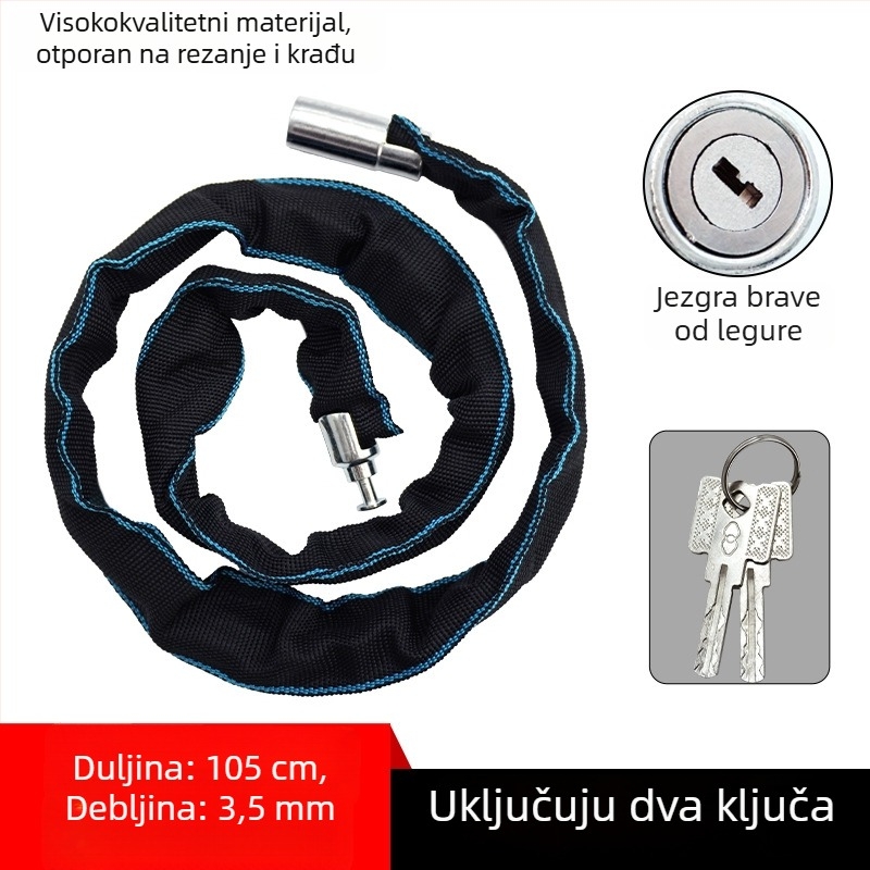 Lančana zaključavka za bicikl s bakrenim jezgrom, prenosiva zaštita od krađe