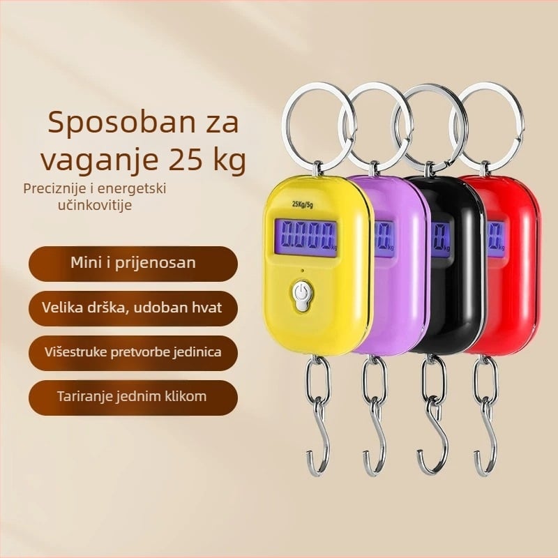Točna mini prijenosna elektronička vaga za prtljagu, viseća opružna vaga