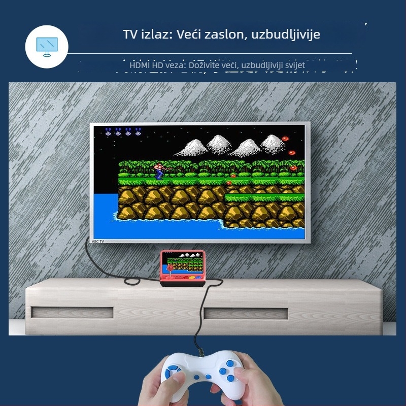 J900 joystick arkadna konzola s kompaktnim zaslonom, za kućno TV igranje, podržava dvoboj dva igrača, HDMI