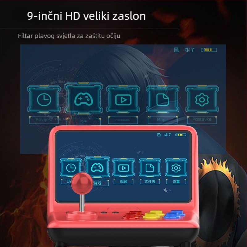 J900 joystick arkadna konzola s kompaktnim zaslonom, za kućno TV igranje, podržava dvoboj dva igrača, HDMI
