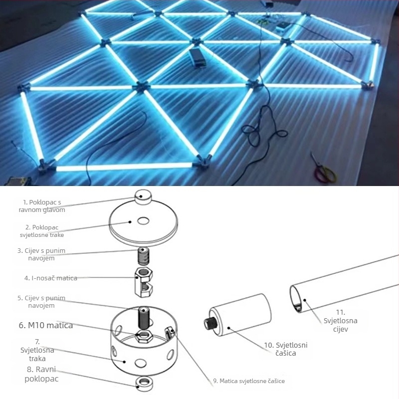 360° svjetleći modularni dugi lampni cijev s konektorom i dodacima rasvjete
