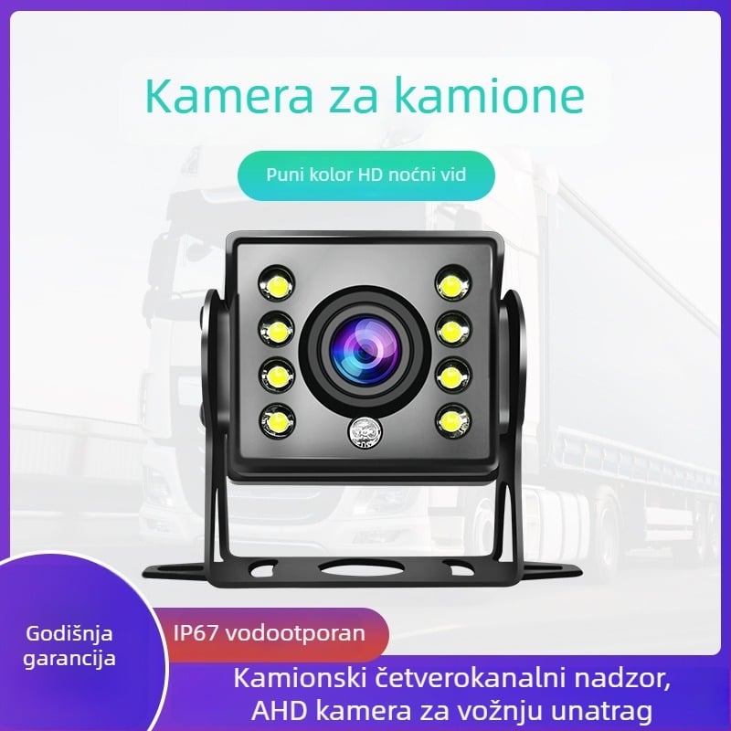 Kamera za obrnuto vožnju kamionu, 12–24V, monitor vozila, HD noćni prikaz, prednji i stražnji pogled
