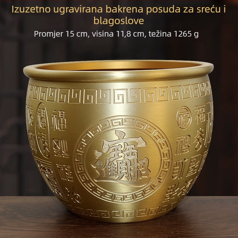 Bakrena posuda za bogatstvo, kućna dekoracija u kineskom stilu
