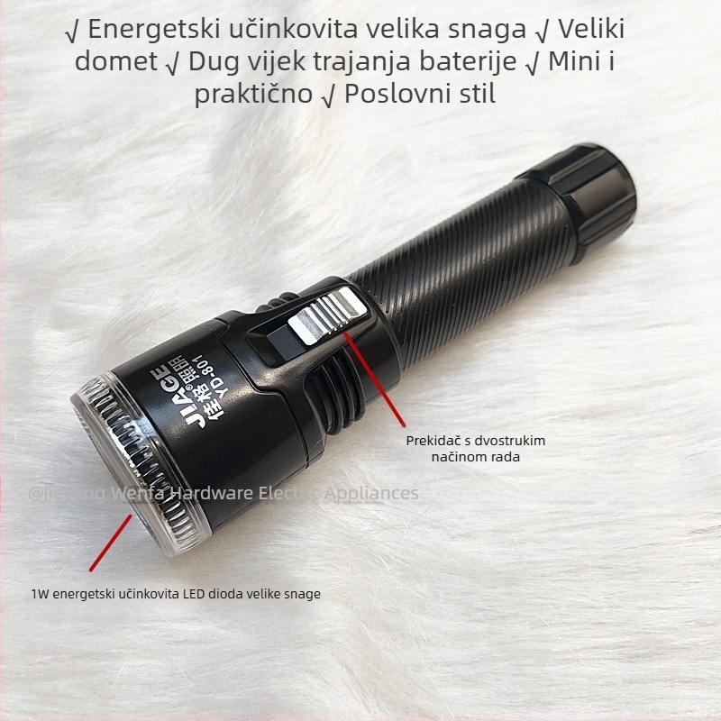 Jiage YD-801 litij-ionska, ponovno napajana crna LED svjetiljka za vanjsku upotrebu, izuzetno jaka, dug domet, svjetlo za nužne situacije