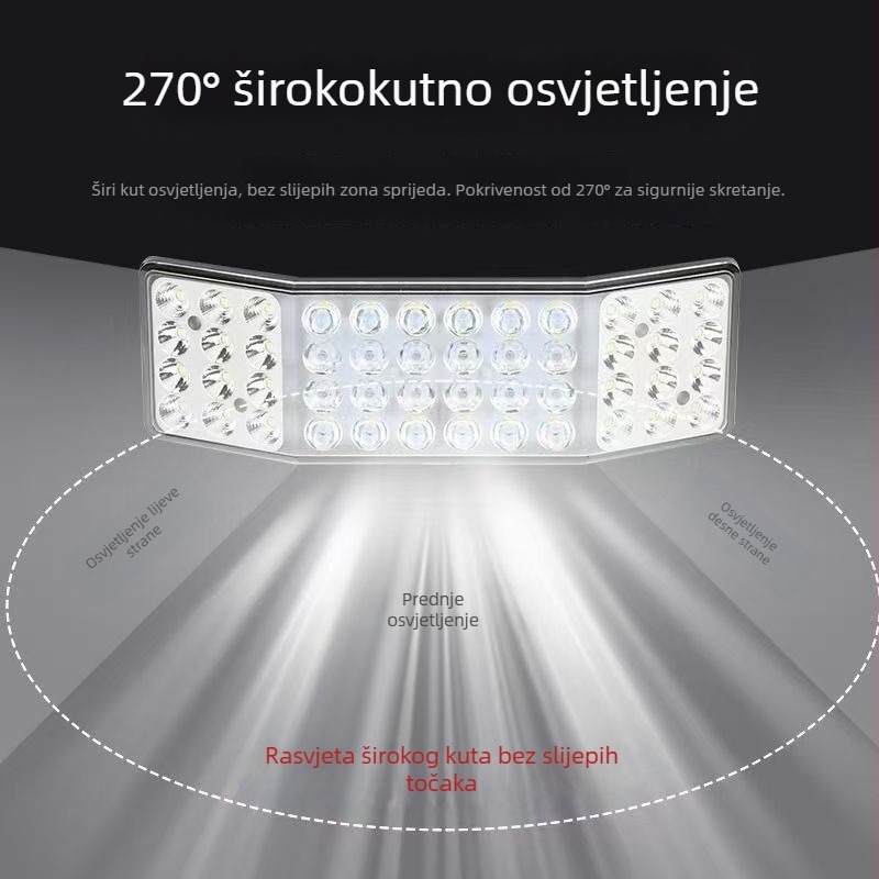 LED reflektor sa tri strane, 12V–24V, difuzno i ultrajasno osvjetljenje za kombajne, kamione i viljuškare