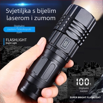 USB punjiva LED lanterna s bijelim laserom, zum, dugi domet, za vanjsku upotrebu